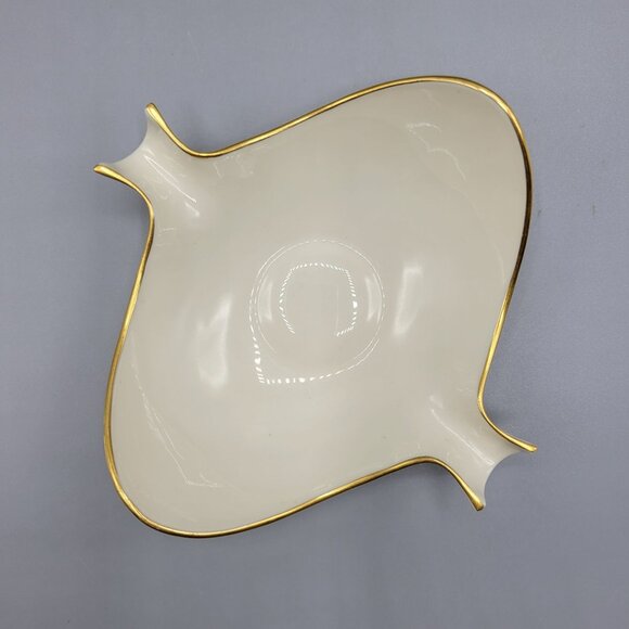 Vintage Lenox Ivory Porcelain Bowl Ash Tray Trinket Dish Gold Trim - Picture 10 of 12